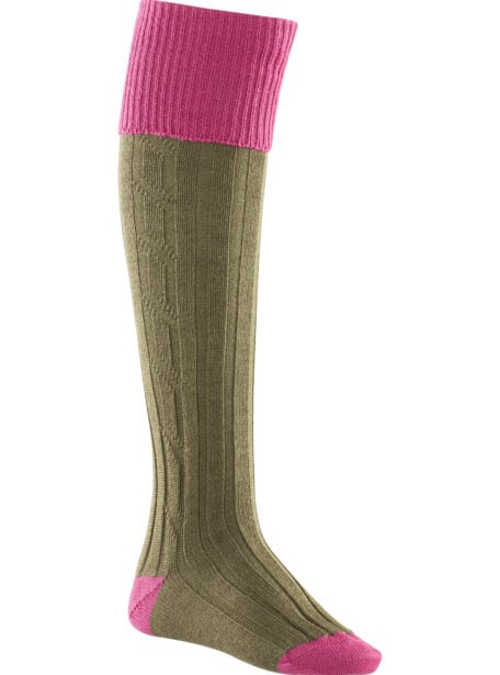 Alan Paine Ladies Socks Pink & Olive SK25
