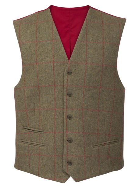Alan Paine Combrook Men's Lined Back Waistcoat in Sage