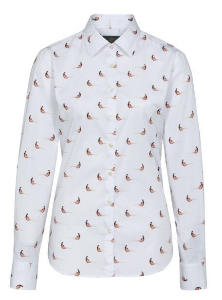 Alan Paine Lawen Ladies Shirt Pheasant on White