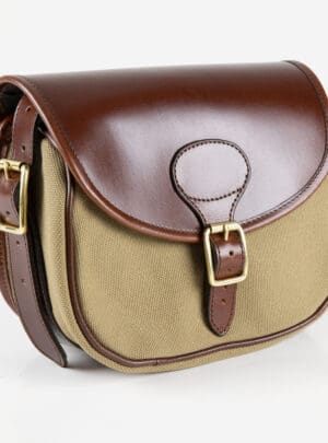 Teales Huntsman Brandy Leather & Khaki Canvas Cartridge Bag